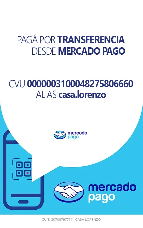 Datos de transferencia de Casa Lorenzo en Mercado Pago