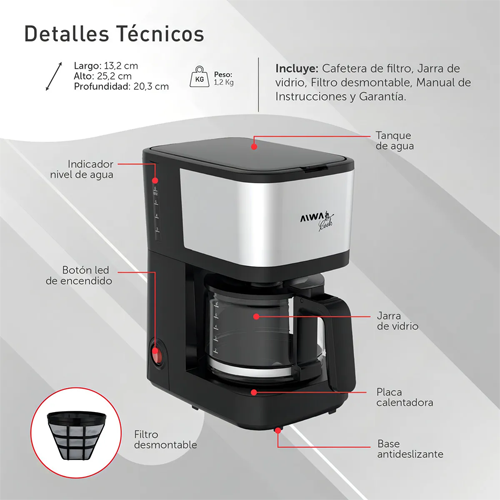 Cafetera de filtro Aiwa AWK-CF075N